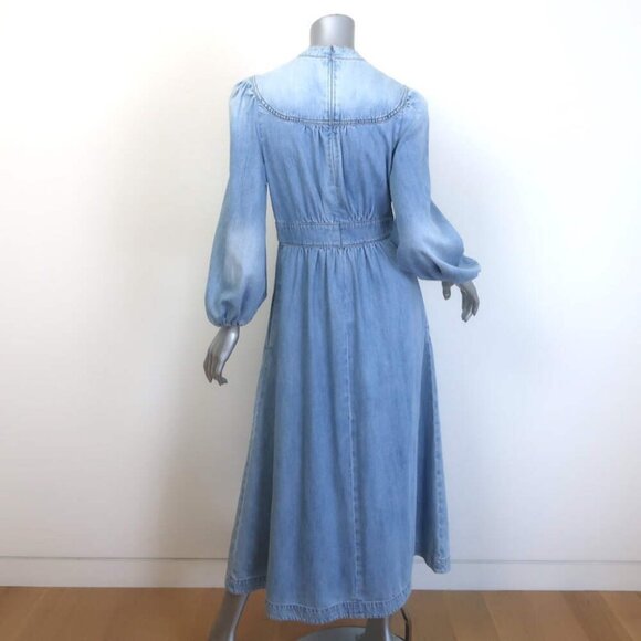 Zimmermann Lucky Denim Midi Dress Skylark Blue Cotton Size 1 - Picture 5 of 8
